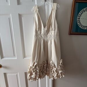 BCBGMaxAzria Cream Satin Dress